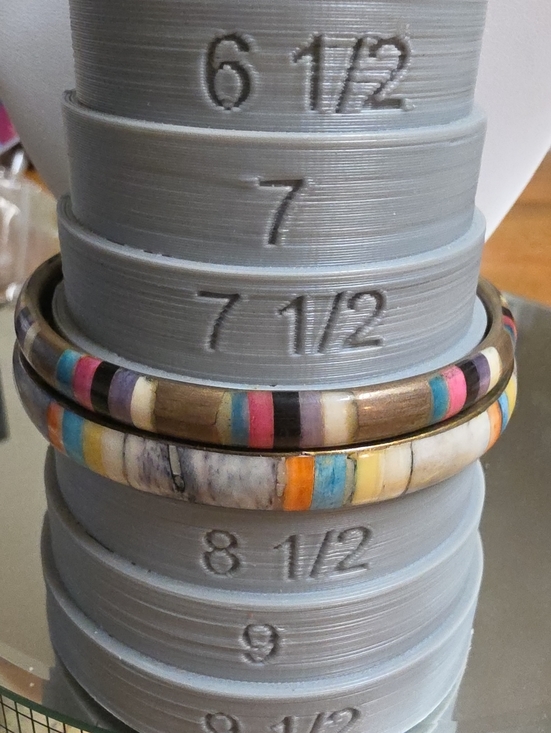 Jewelry - Vintage Brass and Bone Inlay Bangle Bracelets Set - Stacked Multicolor